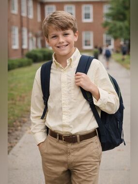 Eddie Bauer Boys Button Down Shirt Lot 2 Yellow Uniform Cotton Size 18 EUC